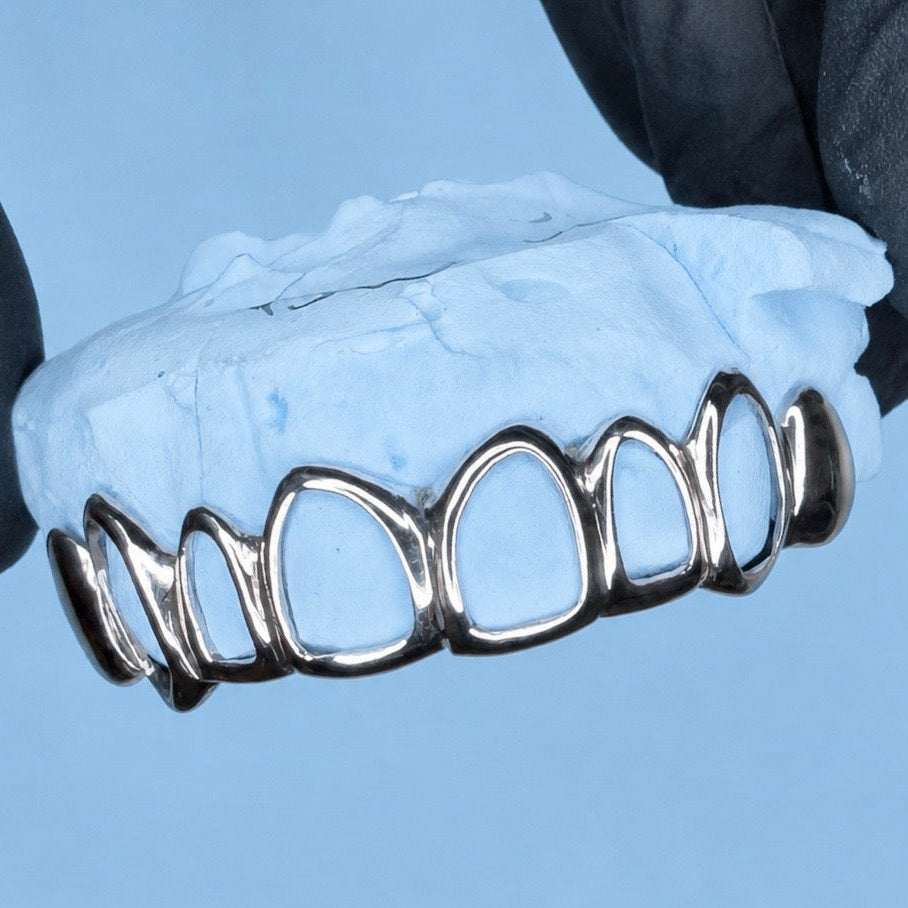 8 Set Capped Window Grillz, Gold/Siver