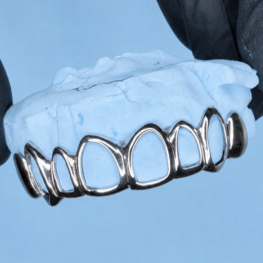 8 Set Capped Window Grillz, Gold/Siver