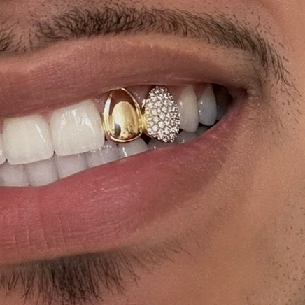 Iced Out Diamond & Plain Double Grillz Cap! Gold, Silver!