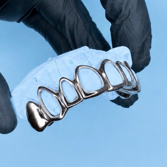 8 Set Capped Window Grillz, Gold/Siver