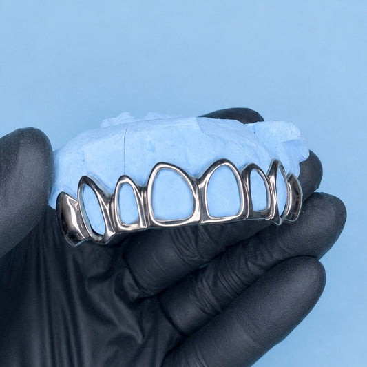 8 Set Capped Window Grillz, Gold/Siver