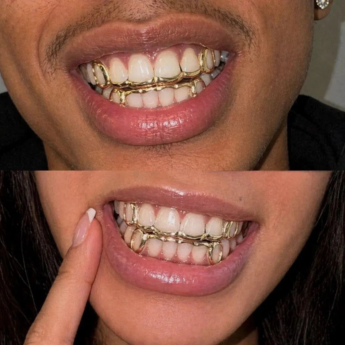 Curved Bar Full Set Grillz, Silver, Gold, Rose Gold!